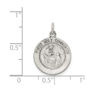 Sterling Silver Antiqued First Holy Communion Medal Pendant QC5823