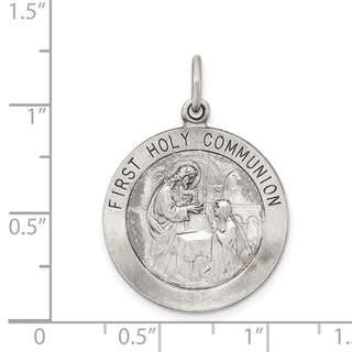 Sterling Silver Antiqued First Holy Communion Medal Pendant QC5825