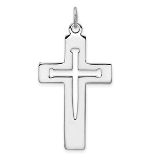 Rhodium-Plated 925 Sterling Silver Latin Cross Pendant QC5855
