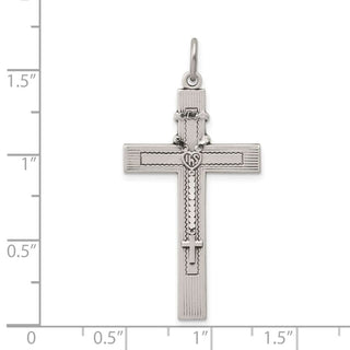 18" Sterling Silver Antiqued Rosary Cross Pendant Necklace