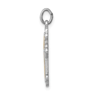 Sterling Silver Rhodium-plated & Gold-plated Cross Charm QC5864