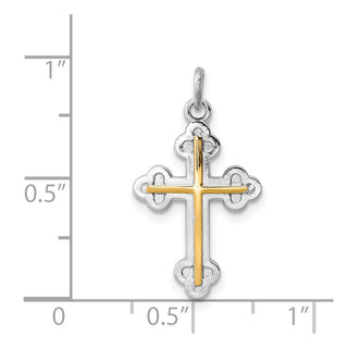 Sterling Silver Rhodium-plated & Gold-plated Cross Charm QC5864