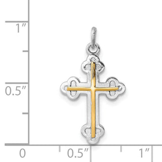 Sterling Silver Rhodium-plated & Gold-plated Cross Charm QC5864