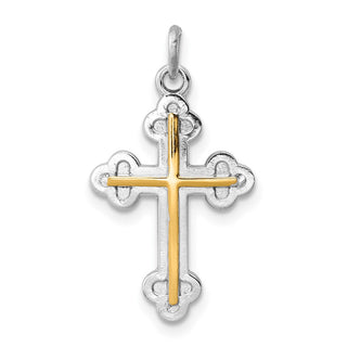 Sterling Silver Rhodium-plated & Gold-plated Cross Charm QC5864