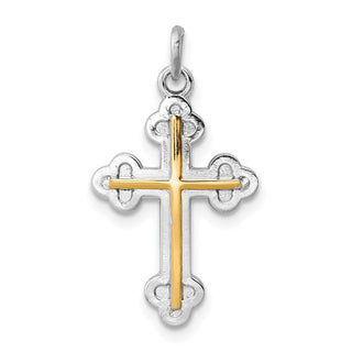 Sterling Silver Rhodium-plated & Gold-plated Cross Charm QC5864