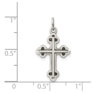 Sterling Silver Antiqued Budded Cross Charm