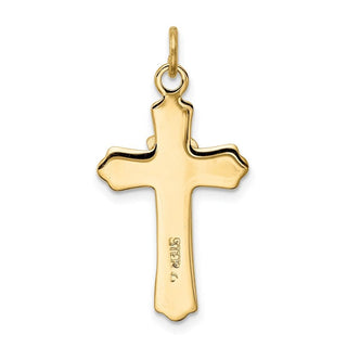 Sterling Silver Rhodium-plated & Gold-plated Dove (Satin) Cross Charm