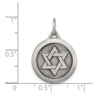 Sterling Silver Antiqued Star of David Medal Pendant