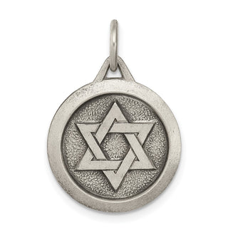 Sterling Silver Antiqued Star of David Medal Pendant