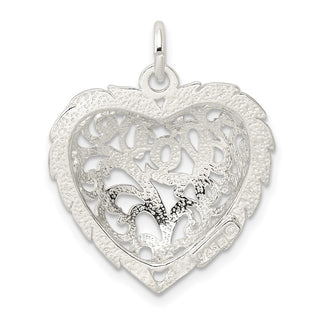 Sterling Silver Diamond-cut Heart Charm