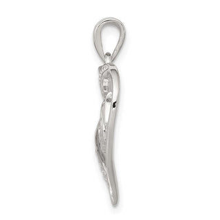 Sterling Silver Mom CZ Heart Pendant QC5990