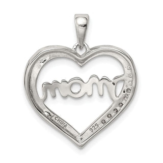 Sterling Silver Mom CZ Heart Pendant QC5991