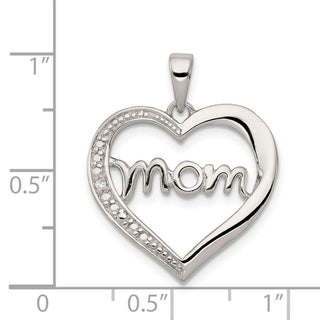 Sterling Silver Mom CZ Heart Pendant QC5991