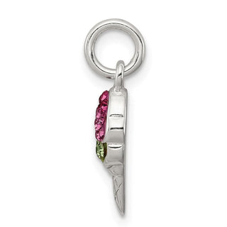 Sterling Silver Pink and Green Stellux Crystal Ice Cream Charm