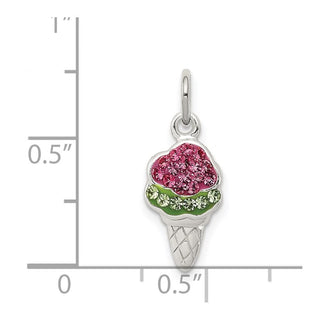 Sterling Silver Pink and Green Stellux Crystal Ice Cream Charm