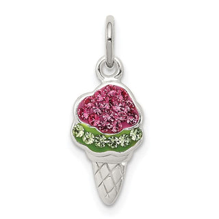 Sterling Silver Pink and Green Stellux Crystal Ice Cream Charm