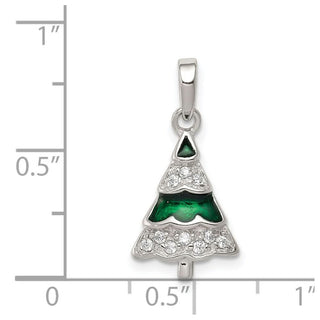 Sterling Silver CZ Christmas Tree Pendant