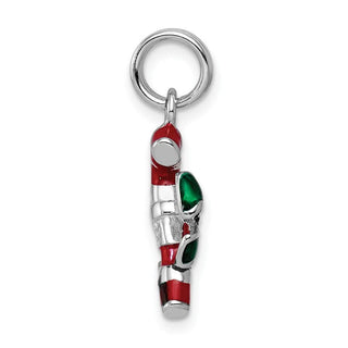 Sterling Silver Rhodium-plated Enamel Candy Cane Charm QC6074