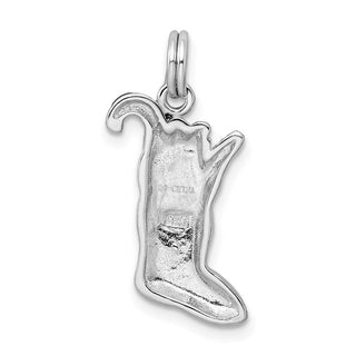Sterling Silver Rhodium-plated Enamel Stocking Charm