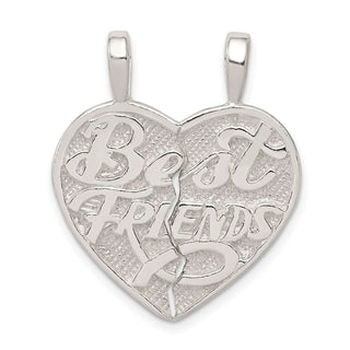 Sterling Silver Best Friend 2-Piece Break Apart Heart Pendant QC607