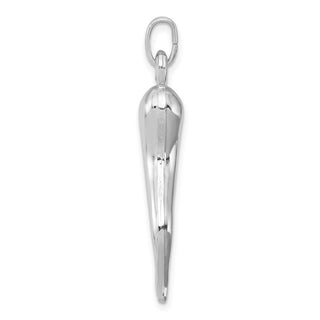 Sterling Silver Rhodium-plated Italian Horn Pendant QC6089