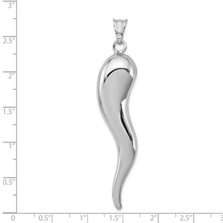 Sterling Silver Rhodium-plated Italian Horn Pendant QC6090