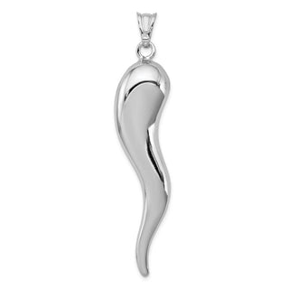 Sterling Silver Rhodium-plated Italian Horn Pendant QC6090