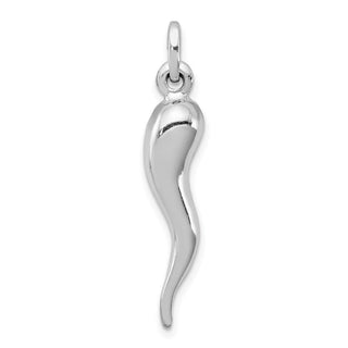 Sterling Silver Rhodium-plated Italian Horn Pendant QC6092