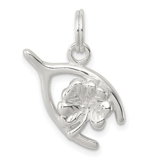 Sterling Silver Four Leaf Clover and Wishbone Charm