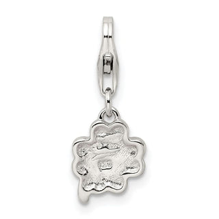 Sterling Silver Green Enameled Four Leaf Clover Charm