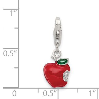 Sterling Silver Red Enameled Apple Charm