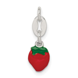 Sterling Silver Enameled Strawberry Charm QC6146