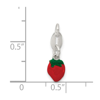 Sterling Silver Enameled Strawberry Charm QC6146