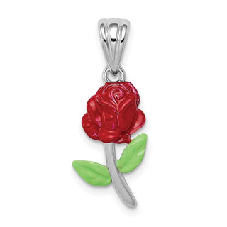 Sterling Silver Rhodium-plated Enamel Flower Pendant