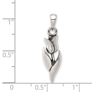 Sterling Silver Antiqued Tulip Flower Pendant