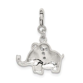 Sterling Silver Enameled with CZ Elephant Charm