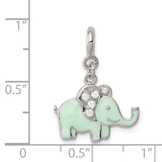 Sterling Silver Enameled with CZ Elephant Charm