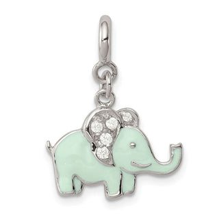 Sterling Silver Enameled with CZ Elephant Charm