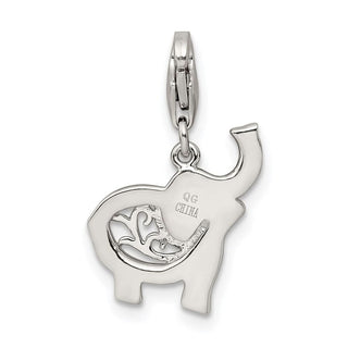 Sterling Silver Blue Enameled Elephant w/Lobster Clasp Charm