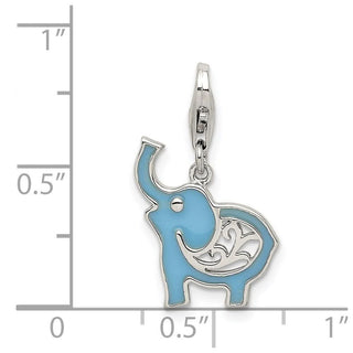 Sterling Silver Blue Enameled Elephant w/Lobster Clasp Charm