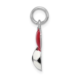 Sterling Silver Rhodium-plated Enamel I Heart Soccer Ball Charm