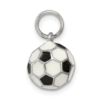 Sterling Silver Rhodium-plated Enameled Soccer Ball Charm QC6487