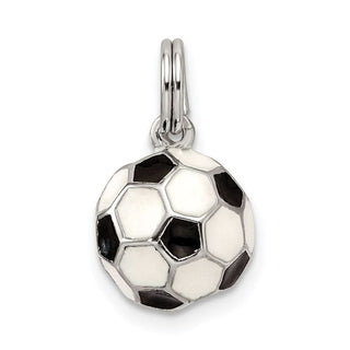 Sterling Silver Rhodium-plated Enameled Soccer Ball Charm QC6487