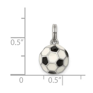 Sterling Silver Rhodium-plated Enameled Soccer Ball Charm QC6487