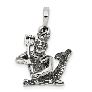 Sterling Silver Antiqued Aquarius Pendant