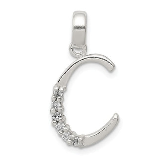 Sterling Silver CZ Initial C Pendant QC6525C