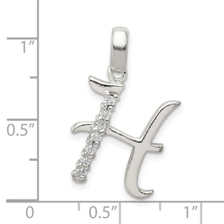 Sterling Silver CZ Initial H Pendant QC6525H