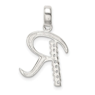 Sterling Silver CZ Initial R Pendant QC6525R