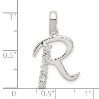 Sterling Silver CZ Initial R Pendant QC6525R