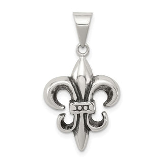 Sterling Silver Antiqued Fleur De Lis Pendant QC6597